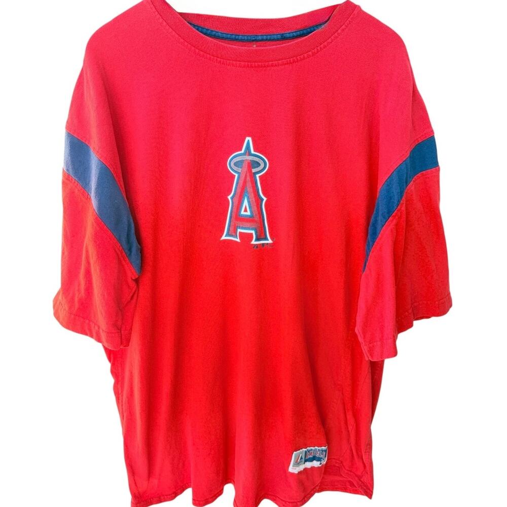 Los Angeles Angels T Shirt Mens 2XL Red MLB Majestic Baseball Team Logo Tee